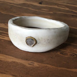 Moose Antler Bangle with Salt and Pepper Diamond Slice in 18k Gold