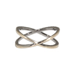 Darkened White Gold and White Diamond X Ring