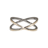 Darkened White Gold and White Diamond X Ring