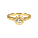 Raised Cup Old Euro Cut Diamond Ring in 18k Gold