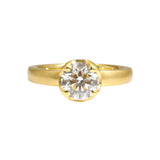 Scooped Prong Round Brilliant Diamond Ring in 18k Gold