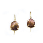 Prong Set Organic Tourmaline Drop Earrings in 18k Yellow Gold