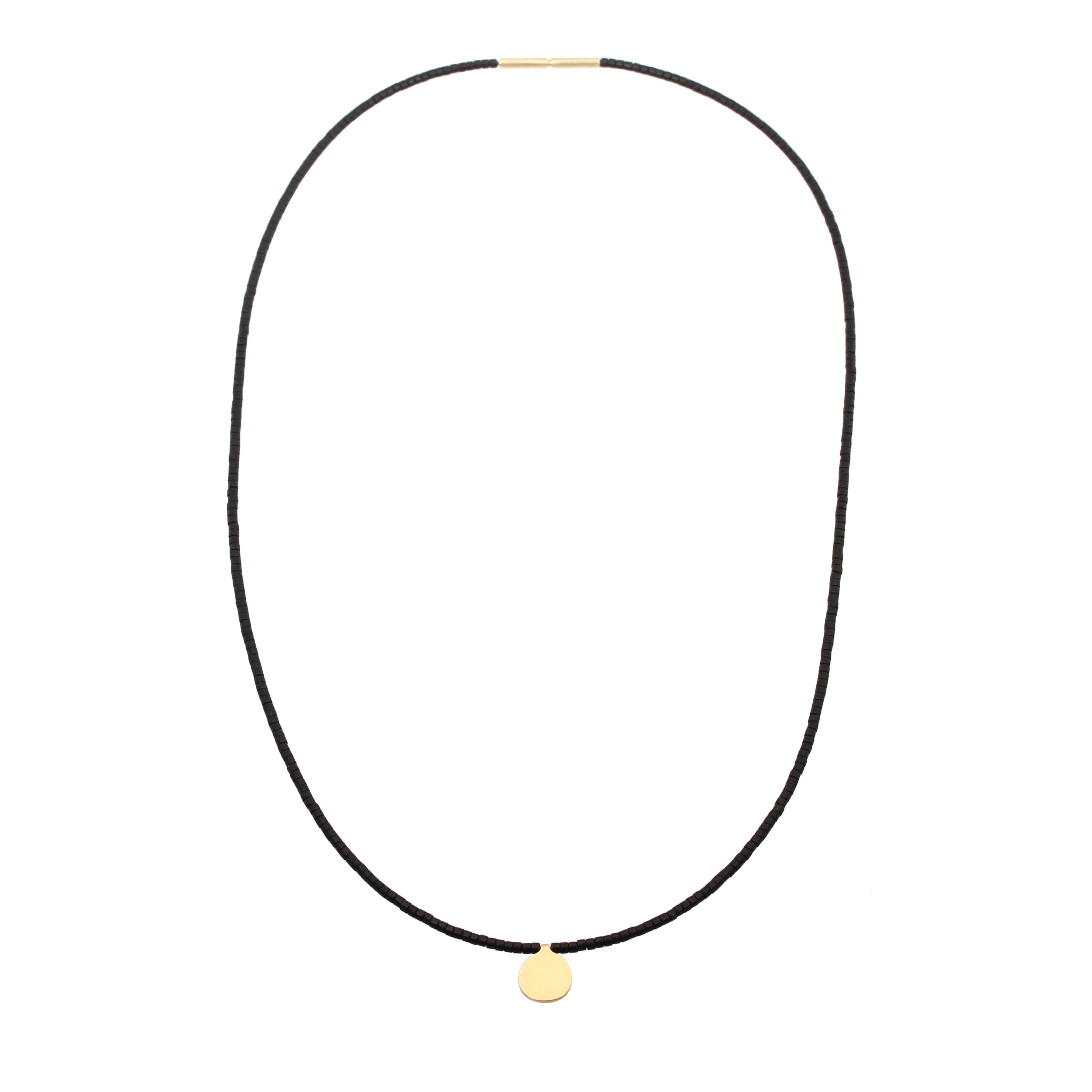 Sophie Necklace with Black Beads in 18k Yellow Gold