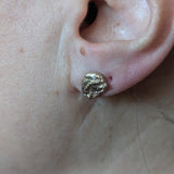 Gold Planet Textured Earrings in 14k Yellow Gold with White Diamonds