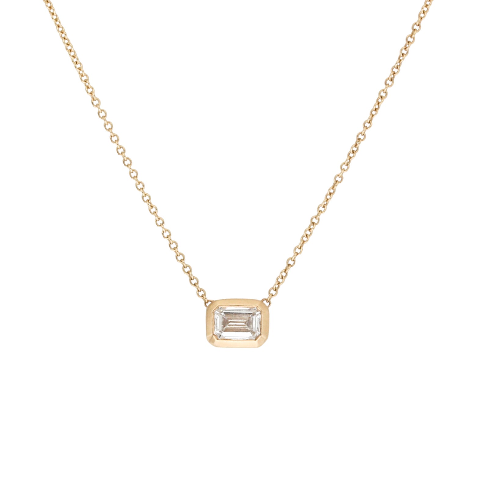 Emerald Cut Lab Grown Diamond Necklace in 14k Gold