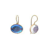 Morpho Horizontal Oval Earrings in 14k Gold and Oxidized Silver
