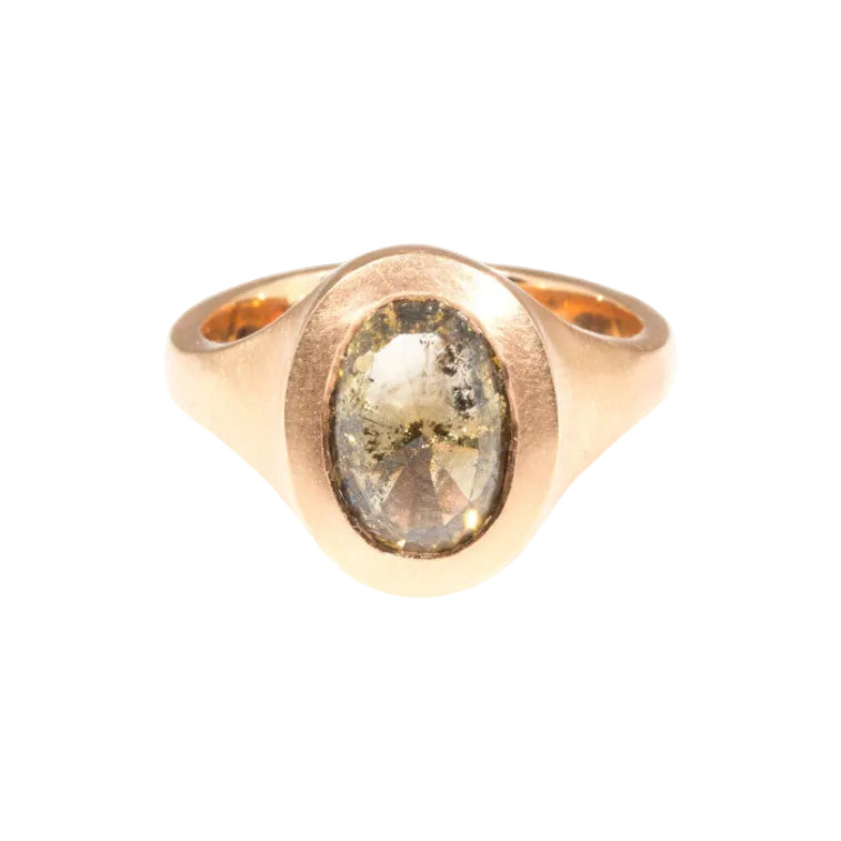 Oval Cognac Diamond Ring in 14k Rose Gold