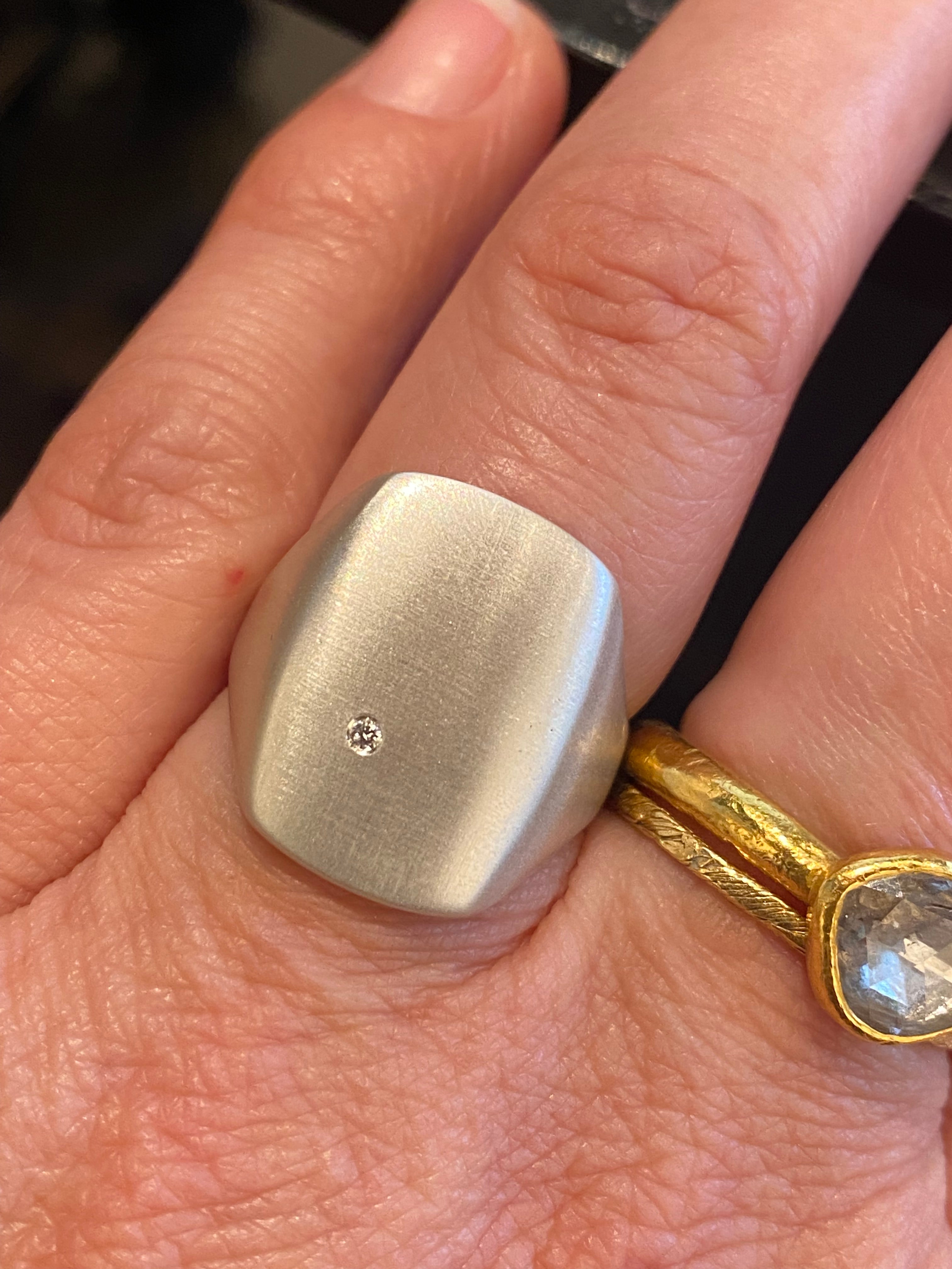 *Silver Box Ring with White Diamond
