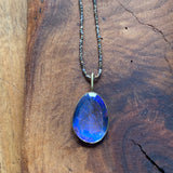Quartz Morpho Pendant in 18k Yellow Gold with Oxidized Silver Backing