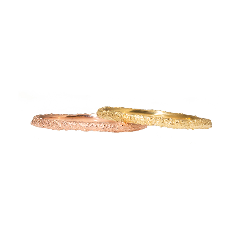Skinny Round Sand Band in 14k Rose Gold