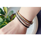 Channel Bangle in Brushed Silver with 4 Black Sapphires