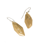 Flat Faceted Earrings in Yellow Bronze with White Sapphires
