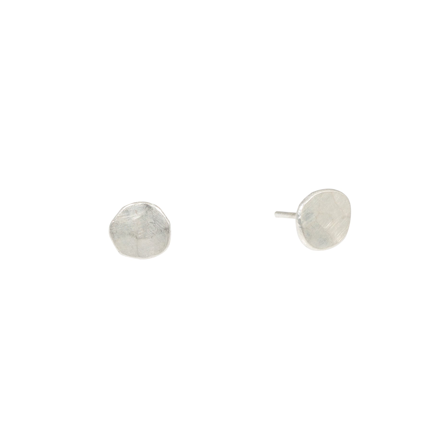 Hammered Post Earrings in Silver