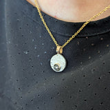 Ancient Path Pendant with Salt and Pepper Rose Cut Diamond on 14k Yellow Gold Chain