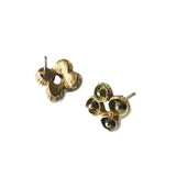 Small Mosaic Post Earrings in Yellow Bronze