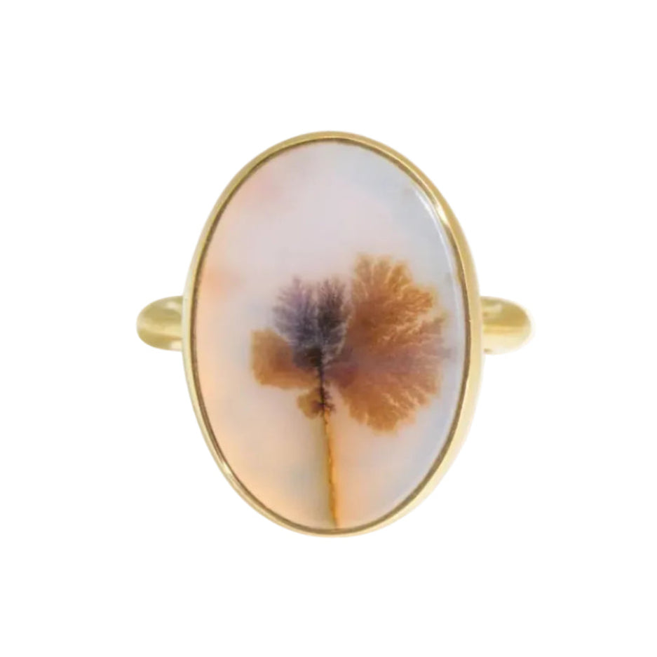 Picture Agate Ring in 18k Yellow Gold