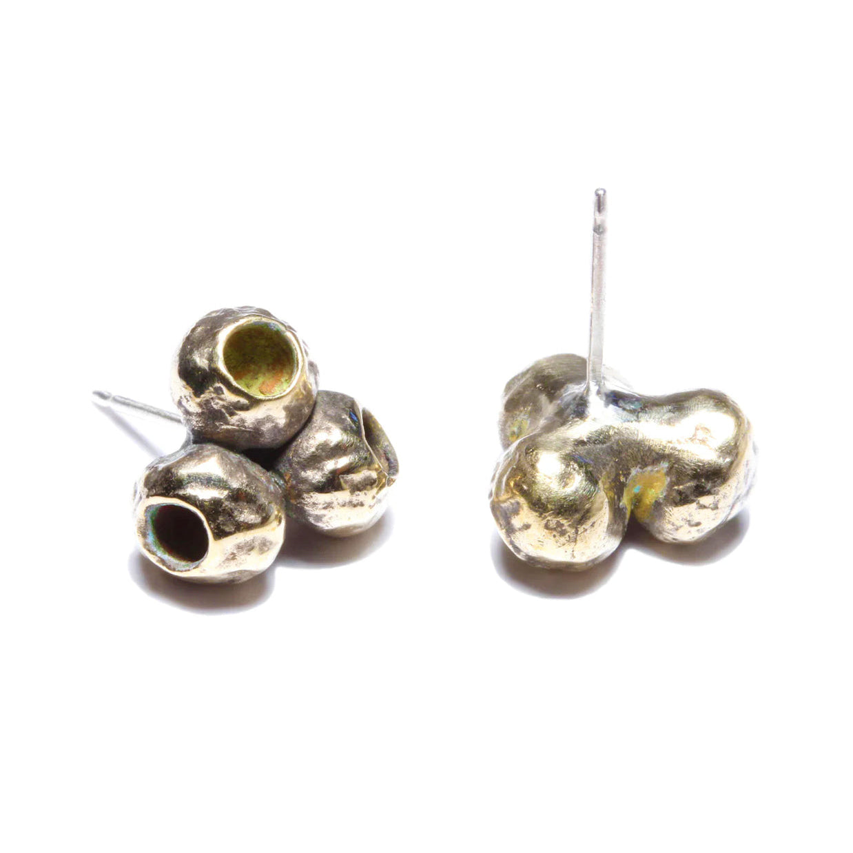 TriPod Post Earrings in Yellow Bronze