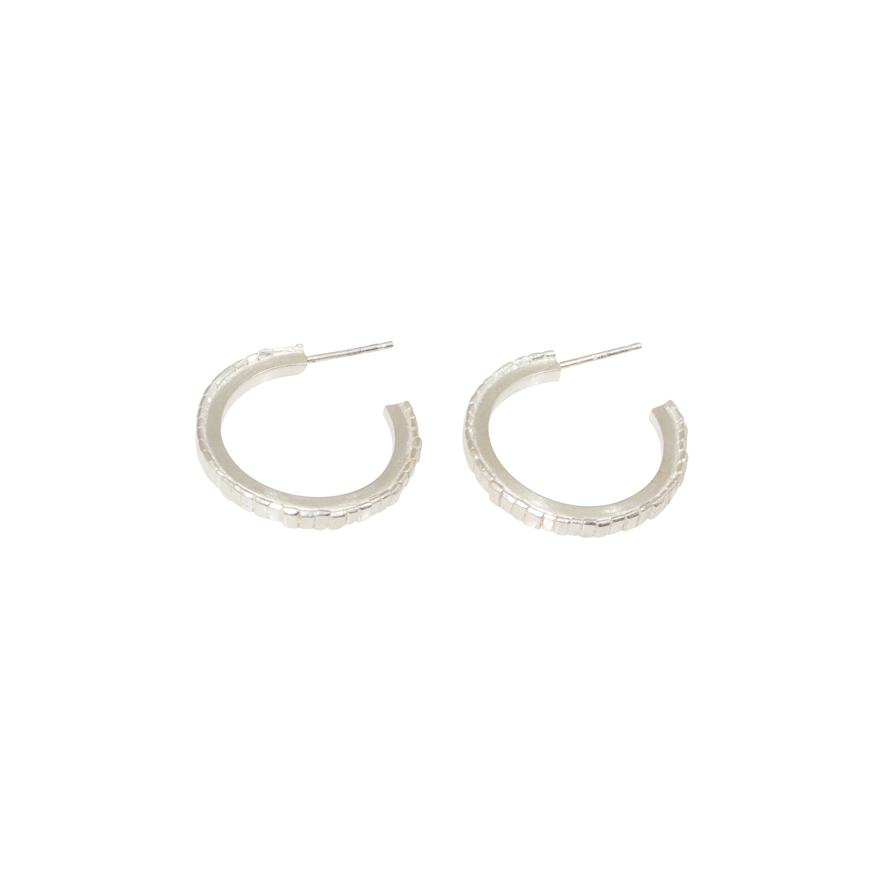 Sugar Brick Horizontal Hoop Earrings in Silver