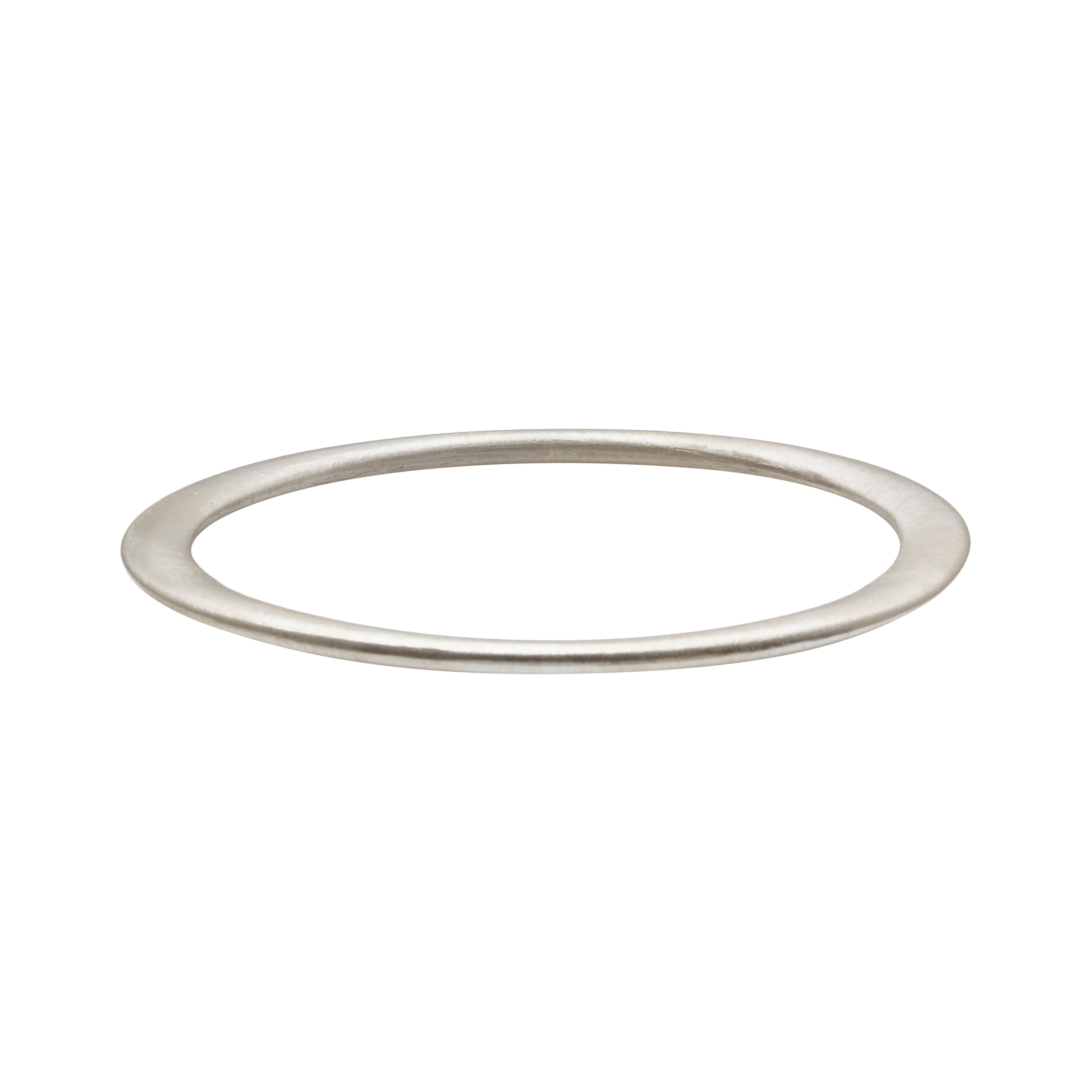 Flat Edges Oval Bangle in Silver -  S/M