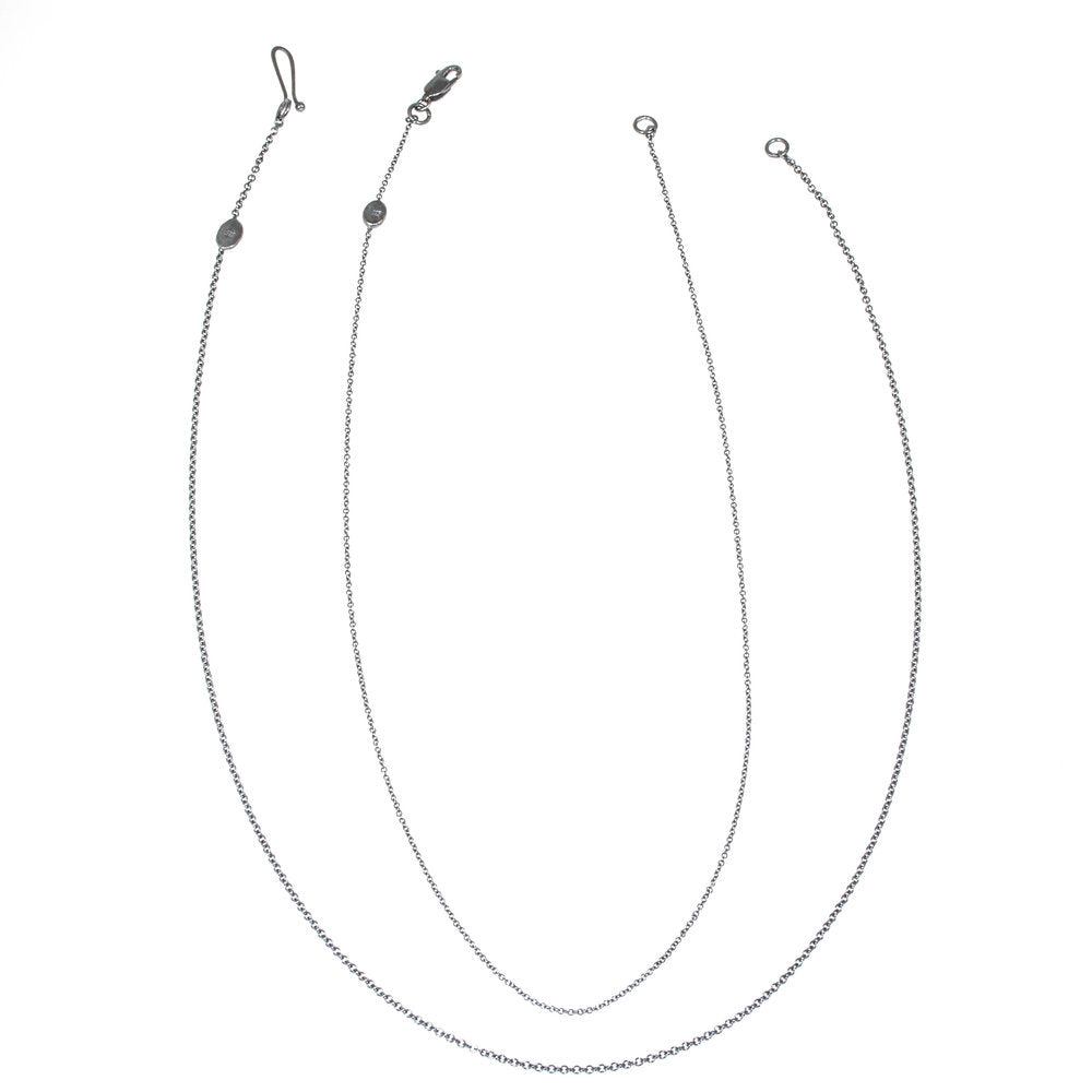 Oxidized Silver Cable Chain (1.3 mm) 16" Long with Handmade Clasp