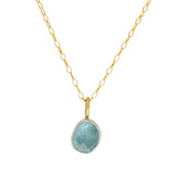 Organic Shape Aquamarine Pendant in 18k Gold and Brushed Silver