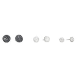 Medium Topography Post Earrings with (2) White Diamond in Oxidized Silver