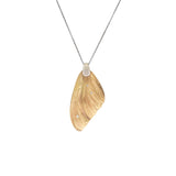 Mariposa Wing Pendant in Bronze and Silver with White Diamonds on Silver Chain
