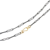20" - 18 Gauge Elongated Bone Link Chain in Oxidized Silver and 18k Gold