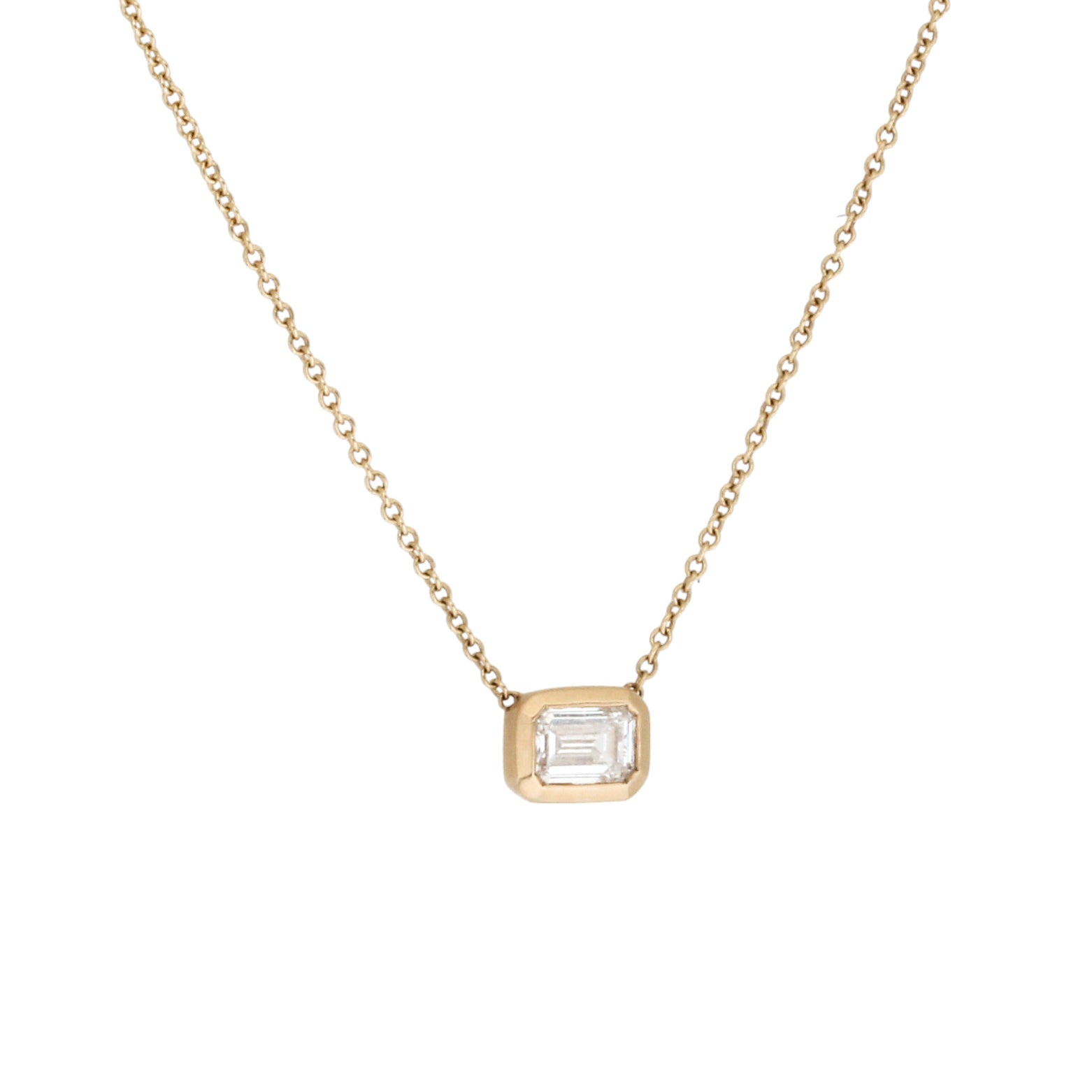 Emerald Cut Lab Grown Diamond Necklace in 14k Gold