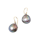 DE NOVO Earrings with Mabe Pearls in Oxidized Silver and 14k Yellow Gold