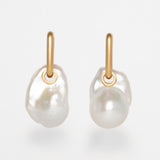 Mother of Baroque Pearl Earrings in 18k Yellow Gold