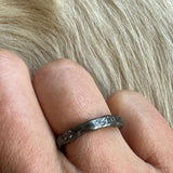 Organic Texture Wave Ring in Oxidized Silver with Grey Sapphires