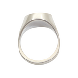 Organic Shaped Pave Signet Ring with Grey Diamonds in Brushed Silver