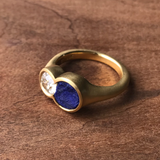 Custom Lapis and Diamond Ring in 22k Gold