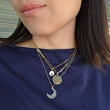 Ancient Path Pendant with Salt and Pepper Rose Cut Diamond on 14k Yellow Gold Chain