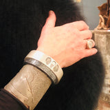 Cuff Bracelet with Black Diamonds in Oxidized Silver