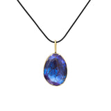Quartz Morpho Pendant in 18k Yellow Gold with Oxidized Silver Backing