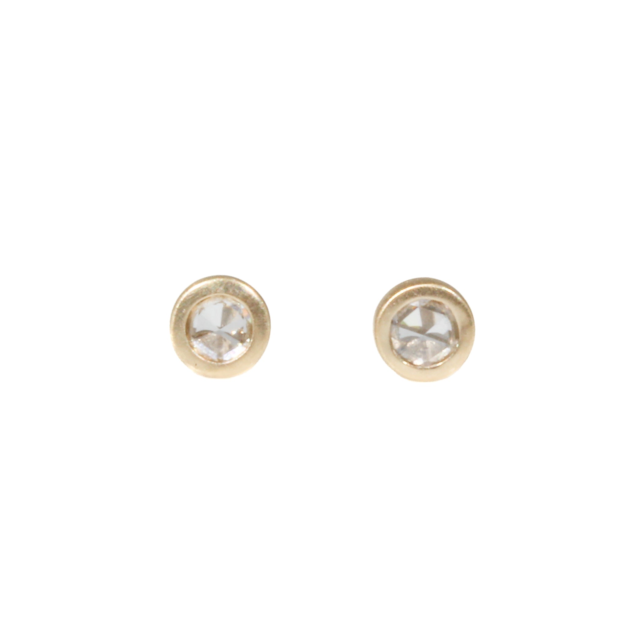 Rosecut Diamond Earrings in 14k Gold with Threaded Posts