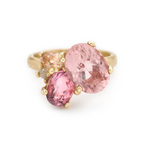 Morganite and Pink Tourmaline Cluster Ring in 14k Yellow Gold