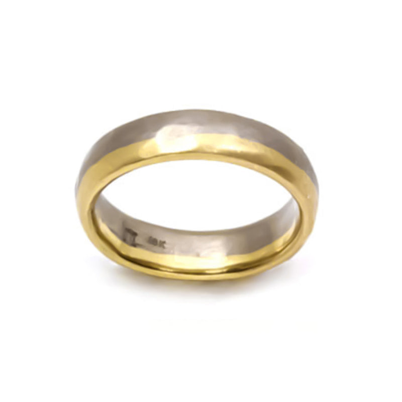 5.75mm Dipped Modeled Band in 18k Palladium White and Yellow Gold
