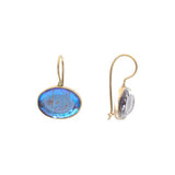 Morpho Horizontal Oval Earrings in 14k Gold and Oxidized Silver