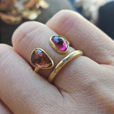 Open Double Organic Shape Pink Spinel Ring in 18k Gold - size 6.5