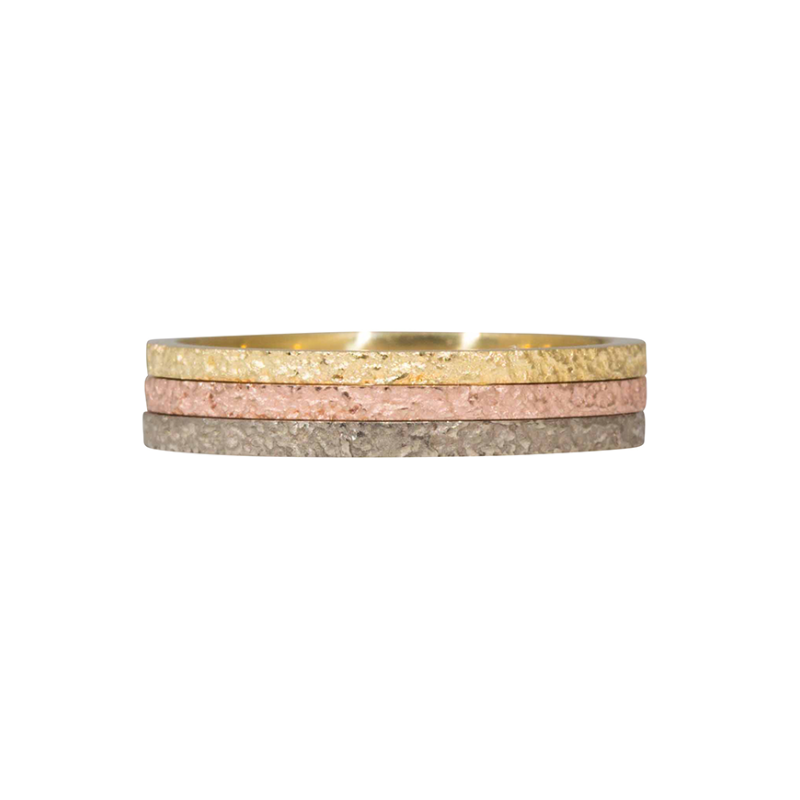 Slim Band in Sand-Textured 18k Yellow Gold