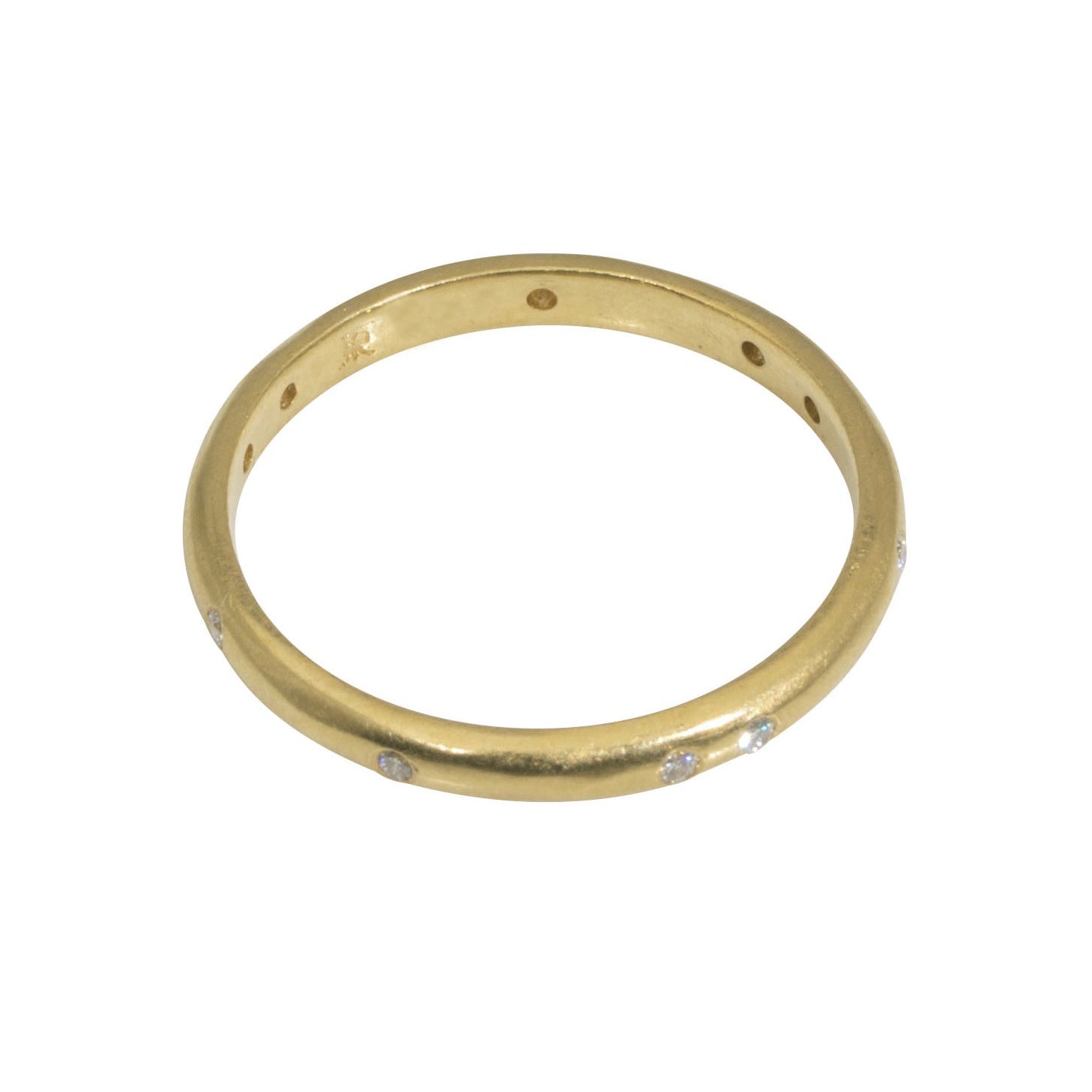 2.25 mm Modeled Band in 18k Yellow Gold with White Diamonds