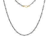 20" - 18 Gauge Elongated Bone Link Chain in Oxidized Silver and 18k Gold