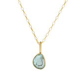 Organic Shape Rosecut Aquamarine Pendant in Silver and 18k Gold