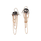 Gold Chain Dangle Earrings in Oxidized Silver
