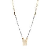 Organic Carved Antler Form Necklace with Turquoise & Mother of Pearl