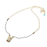 Organic Carved Antler Form Necklace with Turquoise & Mother of Pearl