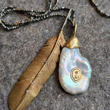 Petal Pearl Pendant with Sculptural Cap and Bail in 14k Gold